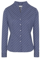 ETERNA LANGARM BLUSE MODERN CLASSIC SLIM FIT STRETCH MARINE BEDRUCKT