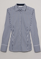 ETERNA LANGARM BLUSE MODERN CLASSIC STRETCH MARINE/WEISS GESTREIFT