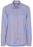 ETERNA LANGARM BLUSE MODERN CLASSIC TWILL BLAU/ORANGE KARIERT