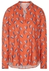 ETERNA LANGARM BLUSE MODERN CLASSIC TWILL MANDARINE/HELLBLAU BEDRUCKT