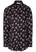ETERNA LANGARM BLUSE MODERN CLASSIC TWILL SCHWARZ/BLAU BEDRUCKT