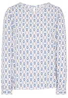 ETERNA LANGARM BLUSE MODERN CLASSIC VISKOSE BEIGE/BLAU BEDRUCKT