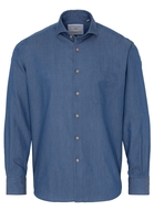 ETERNA LANGARM HEMD COMFORT FIT SOFT TAILORING DENIM JEANSBLAU