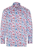ETERNA LANGARM HEMD COMFORT FIT TWILL BLAU/ROT BEDRUCKT