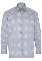 ETERNA LANGARM HEMD COMFORT FIT TWILL GRAU/BLAU BEDRUCKT