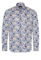 ETERNA LANGARM HEMD MODERN FIT LOTUS SHIRT TWILL BLAU/BEIGE BEDRUCKT