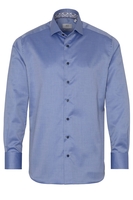 ETERNA LANGARM HEMD MODERN FIT MITTELBLAU STRUKTURIERT