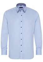 ETERNA LANGARM HEMD MODERN FIT NATTÉ HELLBLAU STRUKTURIERT