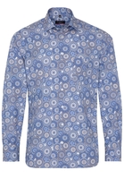ETERNA LANGARM HEMD MODERN FIT POPELINE BLAU/BEIGE BEDRUCKT