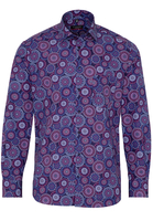 ETERNA LANGARM HEMD MODERN FIT POPELINE BLAU/WEINROT BEDRUCKT