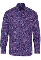 ETERNA LANGARM HEMD MODERN FIT POPELINE BLAU/WEINROT BEDRUCKT