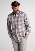 ETERNA LANGARM HEMD MODERN FIT UPCYCLING SHIRT DOPPELGEWEBE GRÜN/GRAU