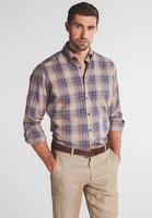 ETERNA LANGARM HEMD MODERN FIT UPCYCLING SHIRT FLANELL BLAU KARIERT