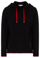 ETERNA STRICKPULLOVER MIT KAPUZE (HOODIE) SCHWARZ/ROT UNIFARBEN