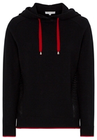 ETERNA STRICKPULLOVER MIT KAPUZE (HOODIE) SCHWARZ/ROT UNIFARBEN