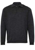 ETERNA STRICKPULLOVER MIT POLO KRAGEN ANTHRAZIT UNIFARBEN