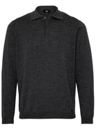 ETERNA STRICKPULLOVER MIT POLO KRAGEN ANTHRAZIT UNIFARBEN
