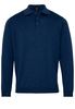 ETERNA STRICKPULLOVER MIT POLO KRAGEN BLAU UNIFARBEN