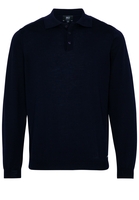 ETERNA STRICKPULLOVER MIT POLO KRAGEN DUNKELBLAU UNIFARBEN