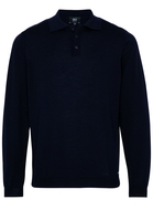 ETERNA STRICKPULLOVER MIT POLO KRAGEN DUNKELBLAU UNIFARBEN