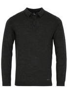 ETERNA STRICKPULLOVER MIT POLO KRAGEN KHAKI MELANGE UNIFARBEN