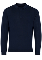 ETERNA STRICKPULLOVER MIT POLO KRAGEN MARINEBLAU UNIFARBEN