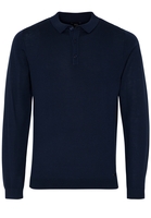 ETERNA STRICKPULLOVER MIT POLO KRAGEN MARINEBLAU UNIFARBEN