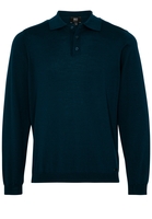 ETERNA STRICKPULLOVER MIT POLO KRAGEN PETROL UNIFARBEN