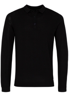 ETERNA STRICKPULLOVER MIT POLO KRAGEN SCHWARZ UNIFARBEN