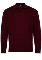 ETERNA STRICKPULLOVER MIT POLO KRAGEN WEINROT UNIFARBEN