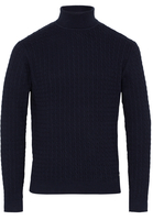 ETERNA STRICKPULLOVER MIT ROLLKRAGEN MARINEBLAU UNIFARBEN