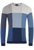 ETERNA STRICKPULLOVER MIT RUNDHALS AUSSCHNITT BLAU GEMUSTERT