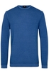ETERNA STRICKPULLOVER MIT RUNDHALS AUSSCHNITT BLAU UNIFARBEN