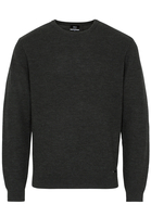 ETERNA STRICKPULLOVER MIT RUNDHALS AUSSCHNITT KHAKI MELANGE UNIFARBEN