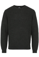 ETERNA STRICKPULLOVER MIT RUNDHALS AUSSCHNITT KHAKI MELANGE UNIFARBEN