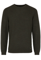 ETERNA STRICKPULLOVER MIT RUNDHALS AUSSCHNITT KHAKI UNIFARBEN