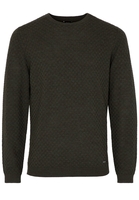 ETERNA STRICKPULLOVER MIT RUNDHALS AUSSCHNITT KHAKI UNIFARBEN