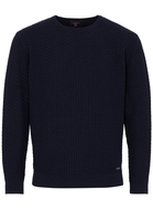 ETERNA STRICKPULLOVER MIT RUNDHALS AUSSCHNITT MARINEBLAU UNIFARBEN