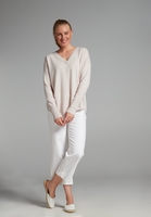 ETERNA STRICKPULLOVER MIT V-HALS AUSSCHNITT BEIGE UNIFARBEN