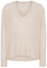 ETERNA STRICKPULLOVER MIT V-HALS AUSSCHNITT BEIGE UNIFARBEN