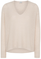 ETERNA STRICKPULLOVER MIT V-HALS AUSSCHNITT BEIGE UNIFARBEN