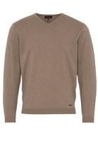 ETERNA STRICKPULLOVER MIT V-HALS AUSSCHNITT BEIGEBRAUN UNIFARBEN