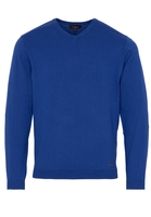 ETERNA STRICKPULLOVER MIT V-HALS AUSSCHNITT BLAU UNIFARBEN