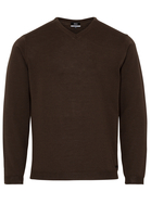 ETERNA STRICKPULLOVER MIT V-HALS AUSSCHNITT BRAUN UNIFARBEN