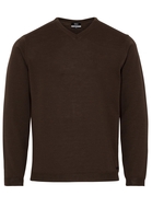 ETERNA STRICKPULLOVER MIT V-HALS AUSSCHNITT BRAUN UNIFARBEN