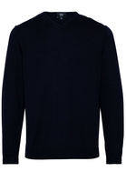 ETERNA STRICKPULLOVER MIT V-HALS AUSSCHNITT DUNKELBLAU UNIFARBEN