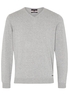 ETERNA STRICKPULLOVER MIT V-HALS AUSSCHNITT GRAU MELIERT UNIFARBEN