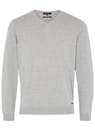 ETERNA STRICKPULLOVER MIT V-HALS AUSSCHNITT GRAU MELIERT UNIFARBEN
