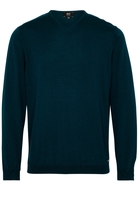ETERNA STRICKPULLOVER MIT V-HALS AUSSCHNITT PETROL UNIFARBEN