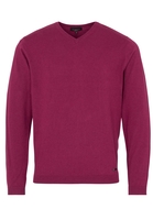 ETERNA STRICKPULLOVER MIT V-HALS AUSSCHNITT ROTE PFLAUME UNIFARBEN